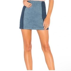 Free People Modern Femme Colorblock Mini Denim Skirt size 4